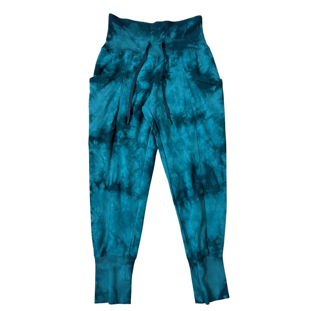 All in Motion Womens Teal Tie Dye High Rise Jogger Pants XS Pockets Drawstring